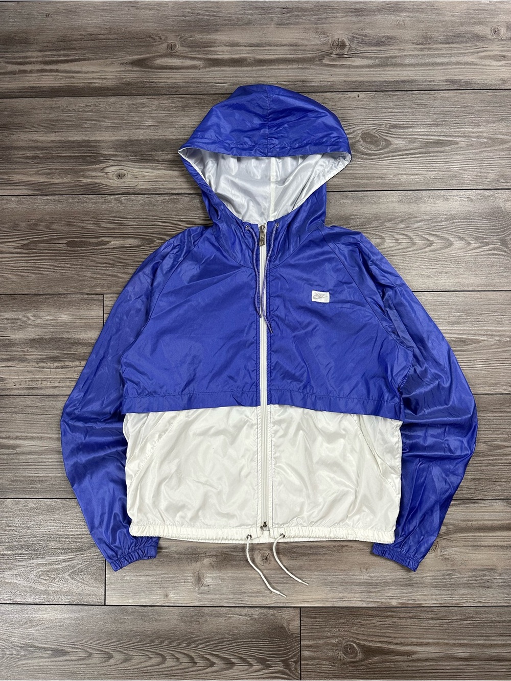 Vintage 90’s Nike Hooded Windbreaker Jacket Blue/Purple & White